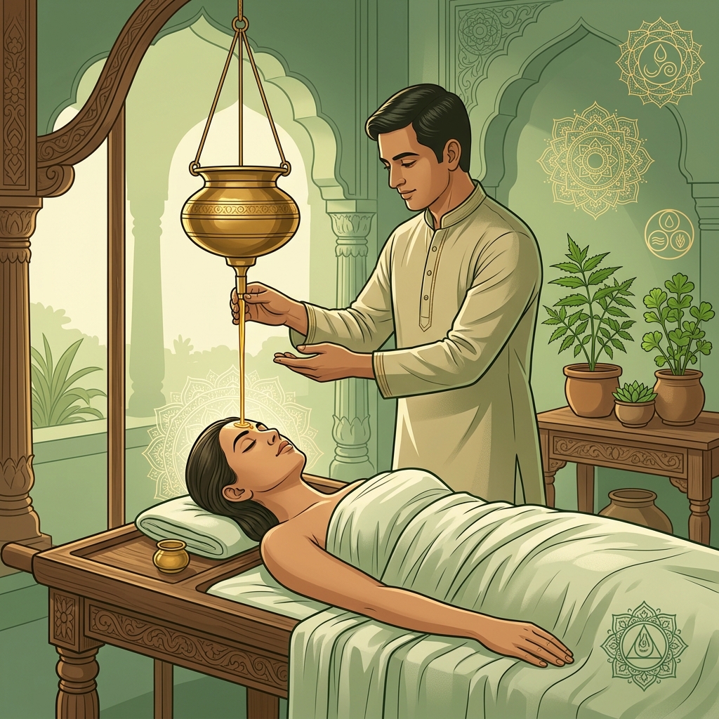 Shirodhara Oil Forehead Therapy at Rushabh Ayurveda Pune