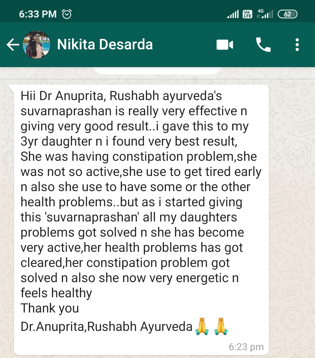 Patient testimonial 10 â€“ Rushabh Ayurveda