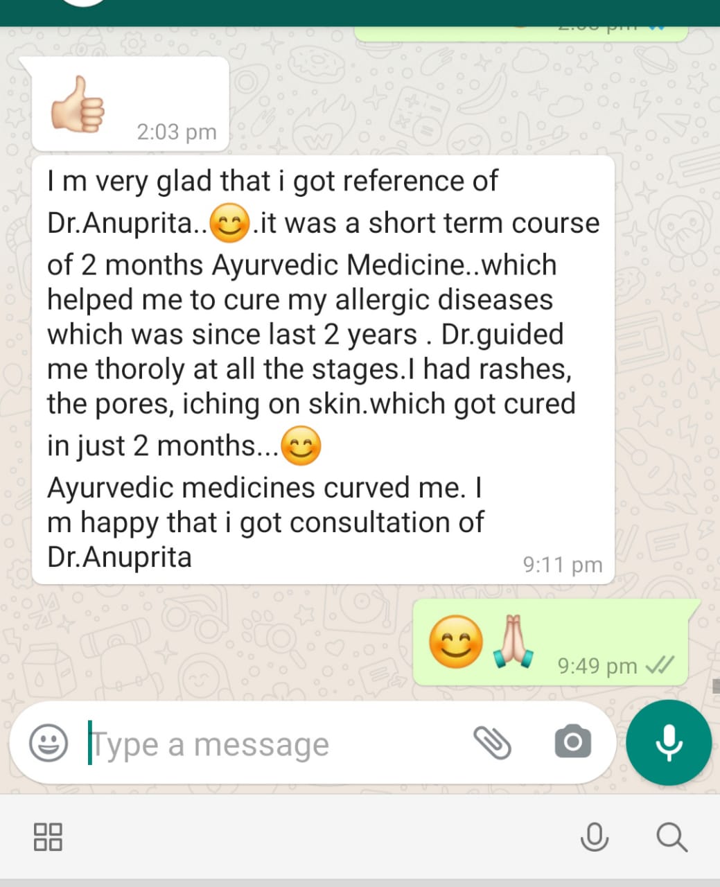 Patient testimonial 12 â€“ Rushabh Ayurveda